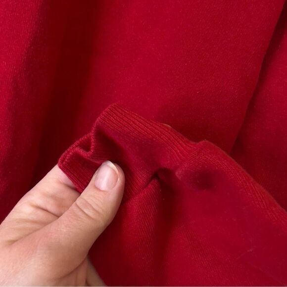 Vintage 90s Top Stitch Red Christmas Cat Kitten Plaid Mock Neck Sweatshirt M - Picture 11 of 11